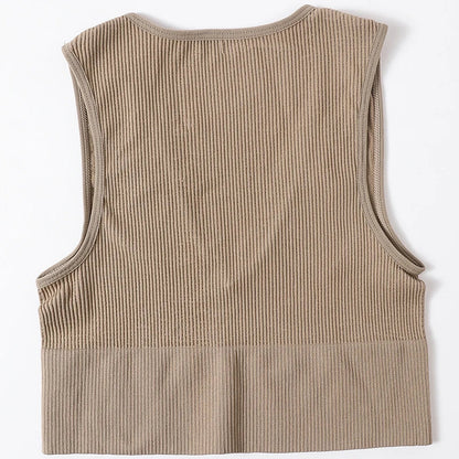 Women Crop Top Sports Bras Sexy Tank Top Female Seamless Underwear V-Neck Camisole Sexy Lingerie Solid Color Vest Top M-XL