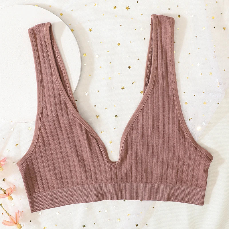 3pcs/lot Seamless Bra Push Up Bras For Women Deep V-neck Bralette Sexy Lingerie Female Low Back Sleep Underwear Unlined Crop Top