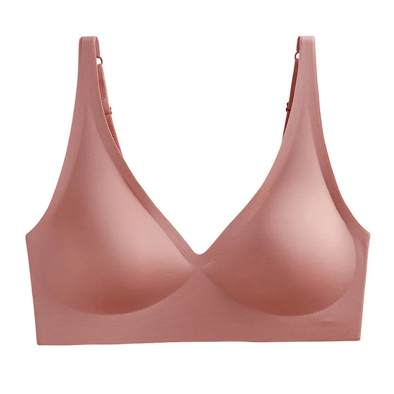 Sexy Seamless Bras For Women Wire Free Push Up Brassiere Deep V-Neck Lingerie U-Back 2-Hook Underwear Intimates S-5XL
