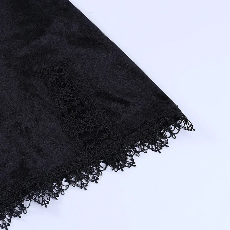 Goth Cross Mini Dress | Vintage Black Spaghetti Strap Dress -femstylo