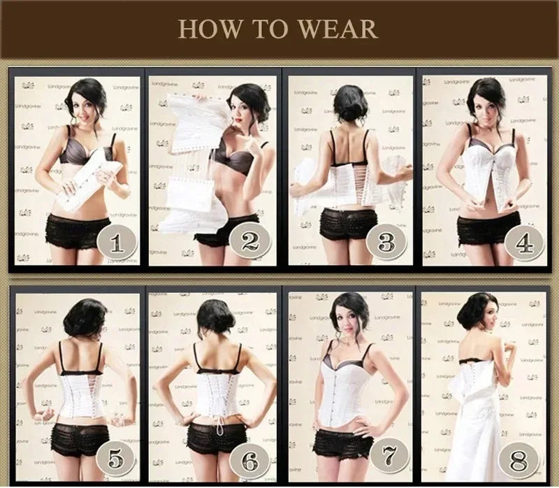 White Bridal Corselet Long Torso Waist Training Corset Lingrie Bones Overbust Hourglass Body Shaper Corset Size XS-6XL 942