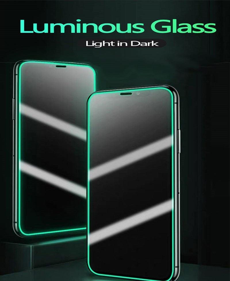 3Pcs Luminous Screen Protectors for iPhone 14 11 Pro Max 12 Mini XR X XS Glowing Tempered Glass for IPhone 13 Pro MAX 8 7 Plus Tempered-Glass Screen Protector Compatible with iPhone