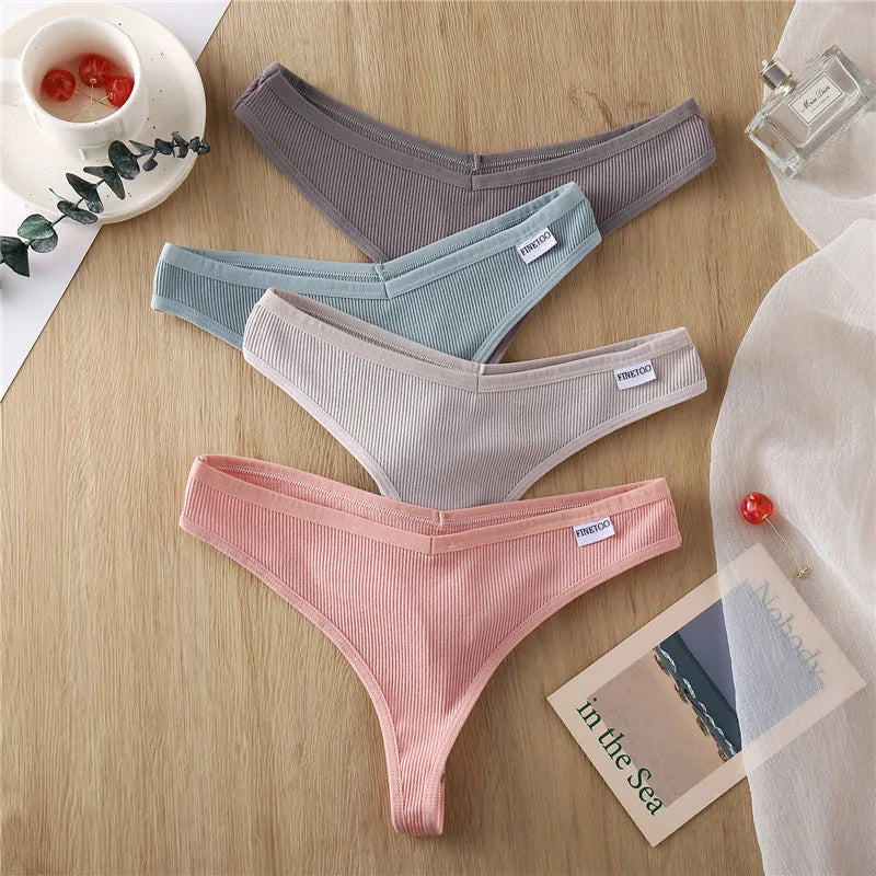 3-Piece Cotton G-String Thongs for Women – Breathable Low-Rise Panties