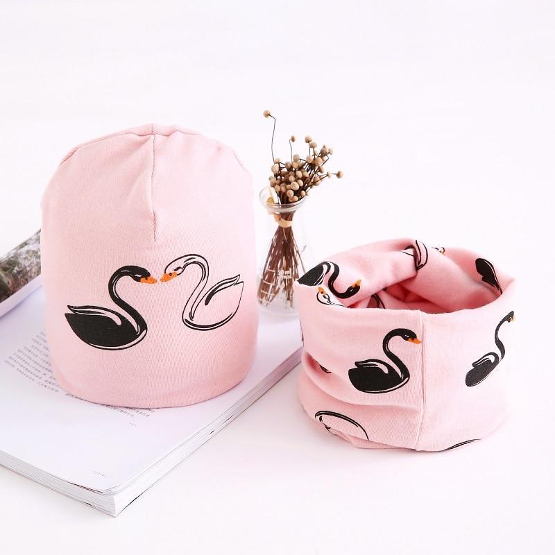 Star Print Cotton Hat And Scarf  Baby Beanie Kids Caps Children&