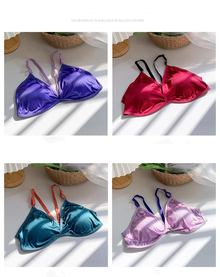 Women Push Up Bra Sexy Lingerie Bralette Wirefree Bra Sexy Deep Vneck Wireless Underwear Thin Seamless Bra Crossback Bra