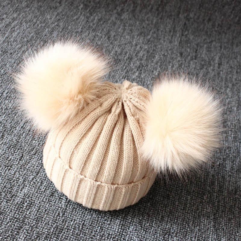 Cute Baby Hat &amp; Scarf Set Pompom Infant Baby Girl Winter Hat For Kids Warm Knitted for Girls