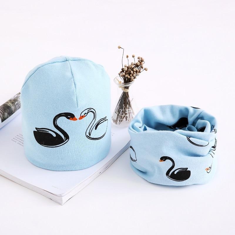 Star Print Cotton Hat And Scarf  Baby Beanie Kids Caps Children&