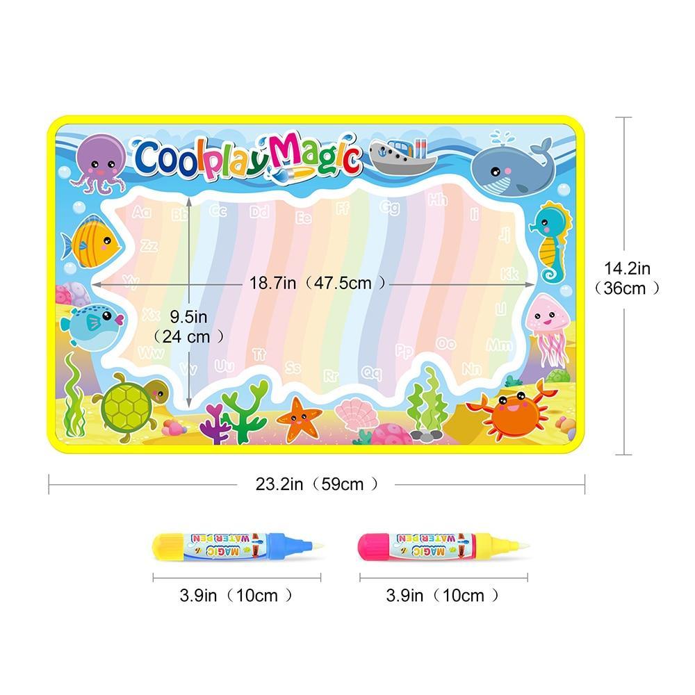Magic Water Painting Drawing Mat &amp; 2 Pens Doodle Board Coloring Books for Kids Children Educational Toys