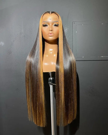 13x4 Glueless Straight Transparent HD for Lace Front 100% Virgin Remy Human Hair Wig with 250% Density and Long Length