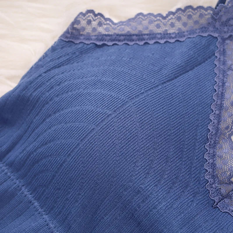 Women Vertical Rib Long Camisole With Crisscross Thin Straps Romantic Lace Trim V Neck Built-In Chest Pads Daily Inner Sling Top