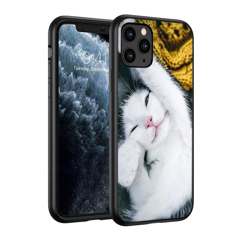 Black Big Eye Cat Cover Phone Case For iPhone 14 13 12 11 Pro Max Mini XS Max X XR Silicone Black Anti-Fingerprint Anti-Fall Clear Soft Anti-Yellow Cover Silicone Case