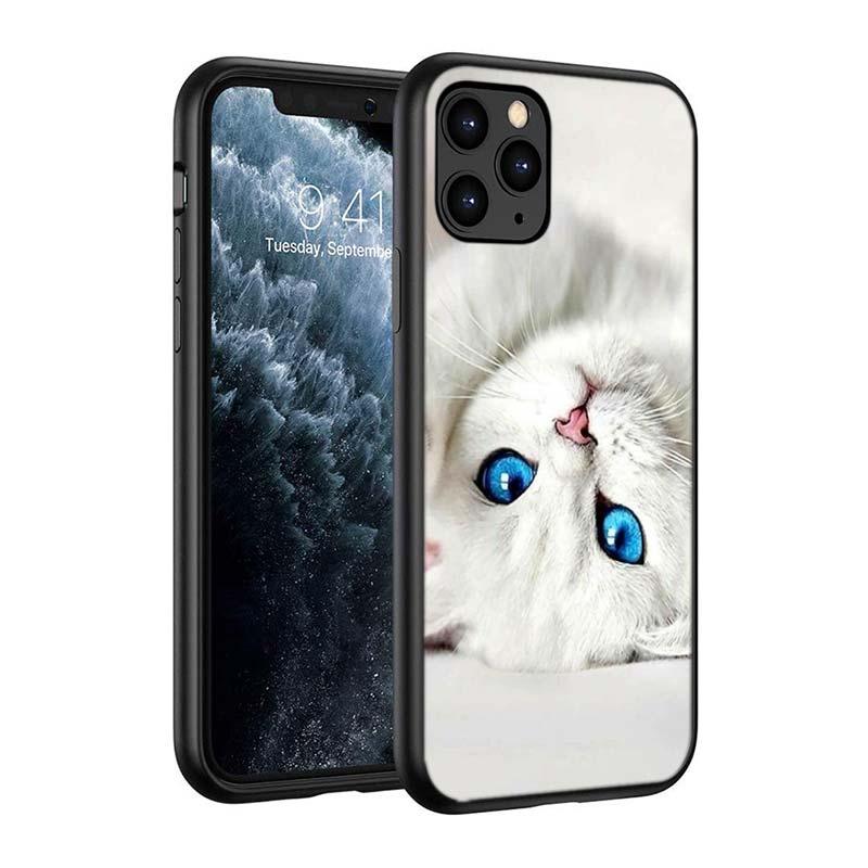 Black Big Eye Cat Cover Phone Case For iPhone 14 13 12 11 Pro Max Mini XS Max X XR Silicone Black Anti-Fingerprint Anti-Fall Clear Soft Anti-Yellow Cover Silicone Case
