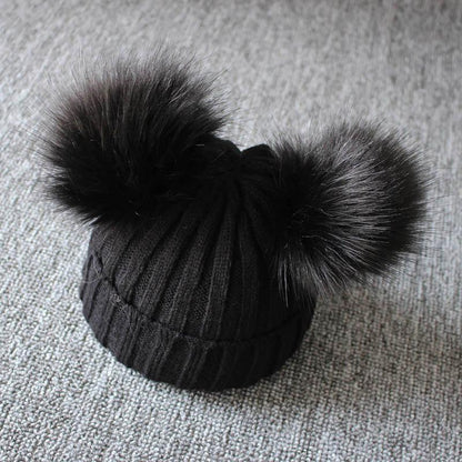 Cute Baby Hat &amp; Scarf Set Pompom Infant Baby Girl Winter Hat For Kids Warm Knitted for Girls