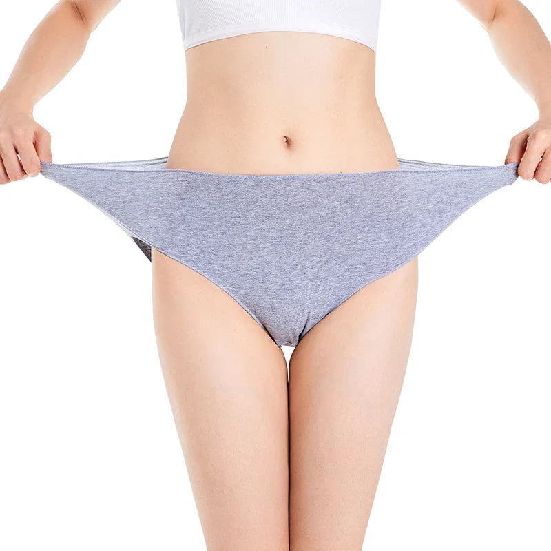2Pcs/Set Cotton Briefs High Rise Panties Women Solid Color Underwear Comfort Lingerie M-2XL Panty Female Underpants Intimates
