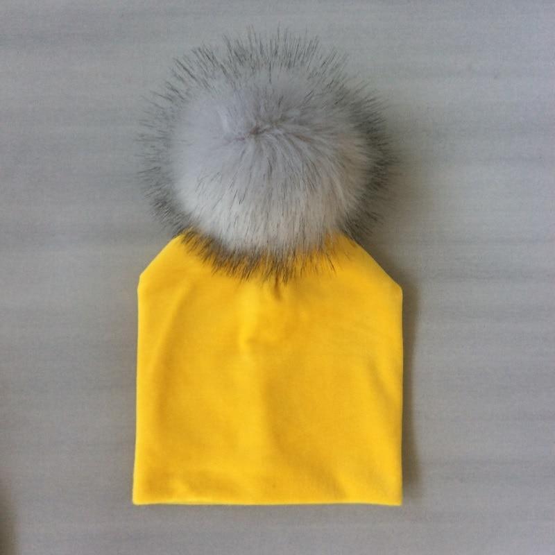 Kids Girls Solid Hat With Pompon Baby Beanie Pompom Cap Children&