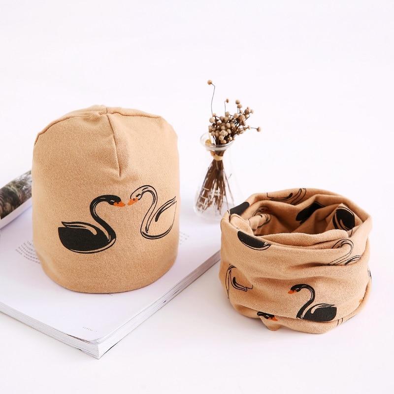 Star Print Cotton Hat And Scarf  Baby Beanie Kids Caps Children&