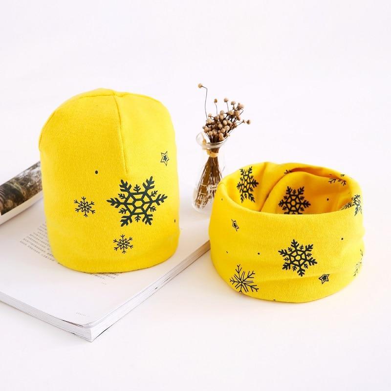 Star Print Cotton Hat And Scarf  Baby Beanie Kids Caps Children&