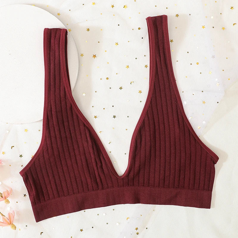 3pcs/lot Seamless Bra Push Up Bras For Women Deep V-neck Bralette Sexy Lingerie Female Low Back Sleep Underwear Unlined Crop Top