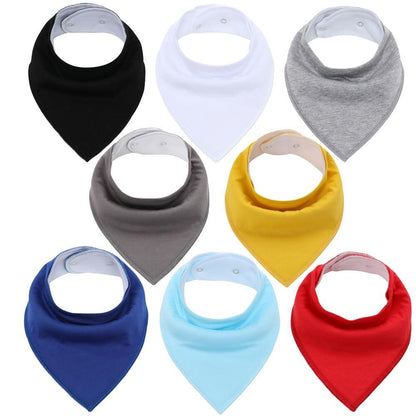 8PCS/SET Comfortable Colorful 100% Organic Cotton Adjustable Snaps Bandana Saliva Bibs For Baby Boys &amp; Girls Kids