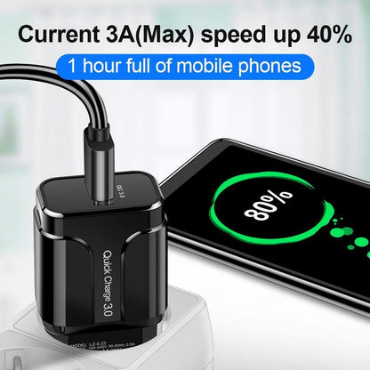 Black 3A Quick Charge 3.0 USB Charger EU Wall Mobile Phone Charger Adapter QC3.0 Fast Charging