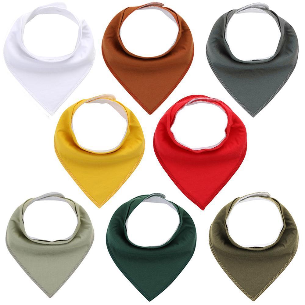 8PCS/SET Comfortable Colorful 100% Organic Cotton Adjustable Snaps Bandana Saliva Bibs For Baby Boys &amp; Girls Kids