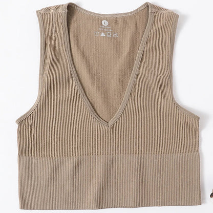 Women Crop Top Sports Bras Sexy Tank Top Female Seamless Underwear V-Neck Camisole Sexy Lingerie Solid Color Vest Top M-XL