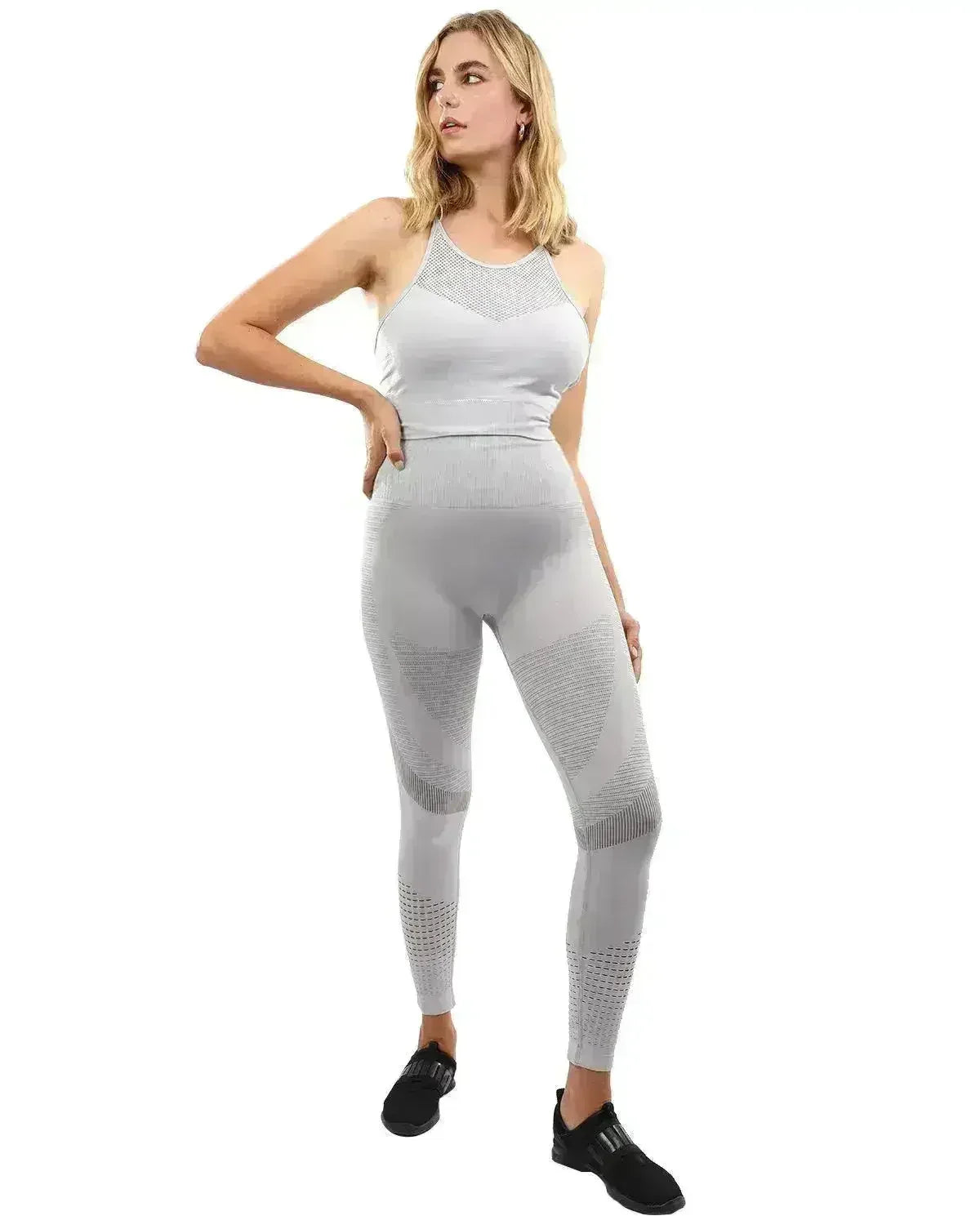 Helia Seamless Leggings &amp; Sports Bra Set - Grey