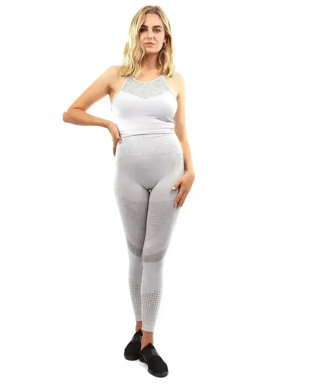Helia Seamless Leggings &amp; Sports Bra Set - Grey