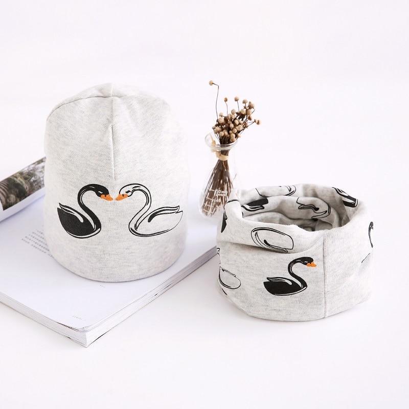 Star Print Cotton Hat And Scarf  Baby Beanie Kids Caps Children&