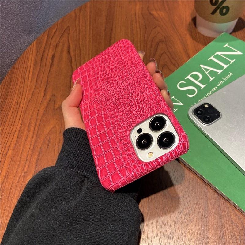 Genuine Leather Case for iPhone 13 Pro Classic Pattern Real Leather Full Coverage High-end Luxury Glossy Leather Couple Soft Case For iPhone 14 11 12 13 Pro Max 7 8 Plus 2 iPhone Cover
