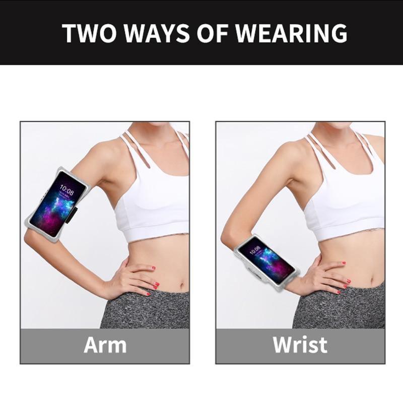 Running Gray Armband Sport Phone Case On Hand Mobile Holder Arm Band Wrist Bag For Workout