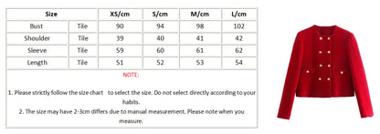 Foridol Double Breasted O Neck Short Blazer Skirt Sets Two Pieces Office Ladies Red Winter Thick Cozy Suits Elegant Blazer Top