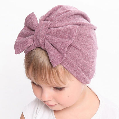 Modern Trend Stylish Baby Hat for Girls Big Bow Turban Baby Cap Accessories In Great Design