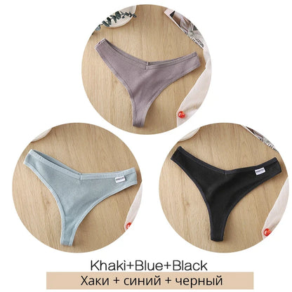 Comfortable Cotton G-String Thongs for Women – 3-Piece Panties Set