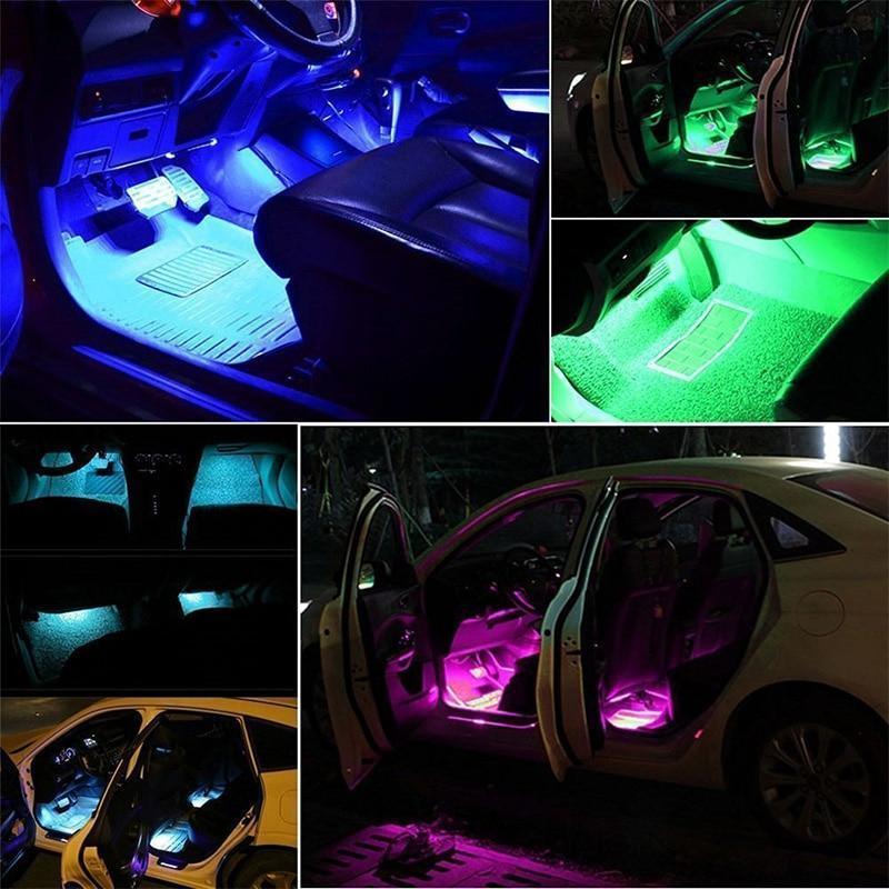 Lights LED Car Strip Lights with Two-Line Waterproof Design RGB LED Strip Light With USB Wireless Remote Music Control Multiple Modes For Auto Car