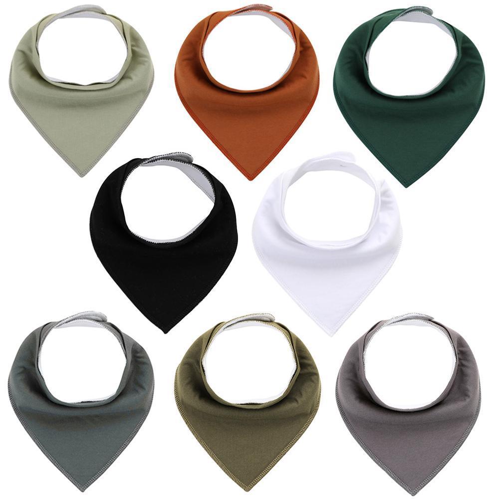 8PCS/SET Comfortable Colorful 100% Organic Cotton Adjustable Snaps Bandana Saliva Bibs For Baby Boys &amp; Girls Kids