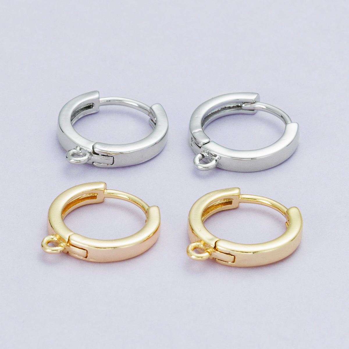 18K Gold Filled 13.5mm Minimalist Open Loop Drop Huggie Earrings in Gold &amp; Silver | Findings-00106 Findings-00107