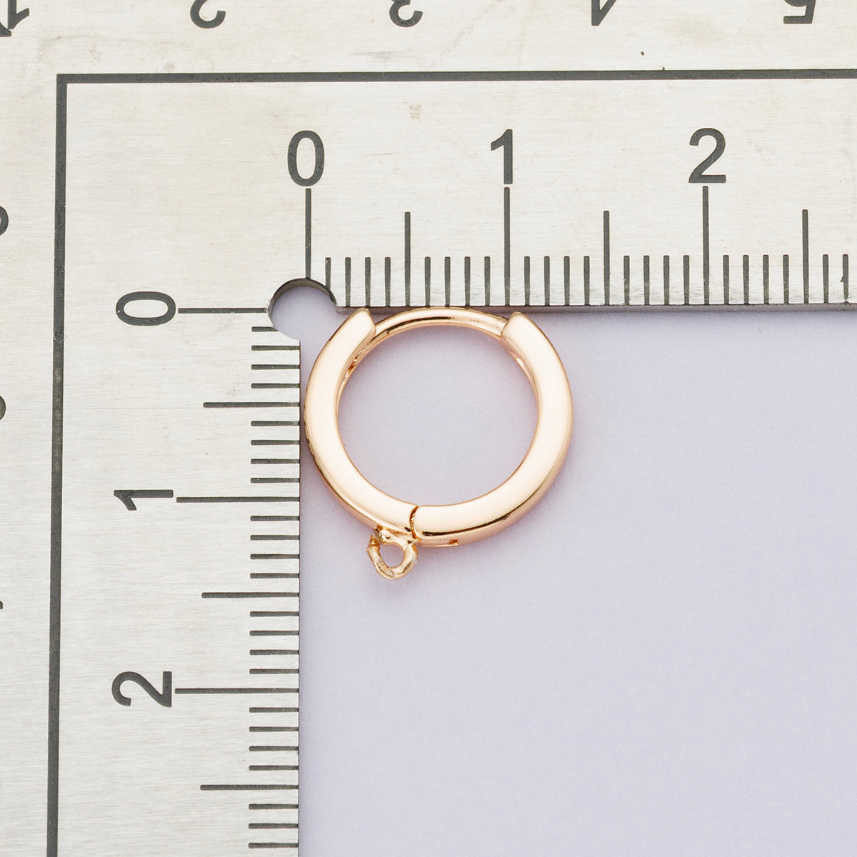 Rose Gold Filled 13.5mm Minimalist Open Loop Drop Huggie Earrings | Findings-00092