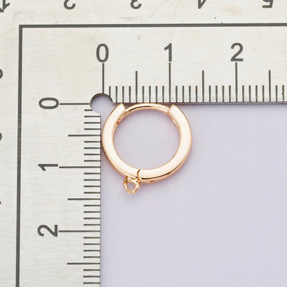 Rose Gold Filled 13.5mm Minimalist Open Loop Drop Huggie Earrings | Findings-00092