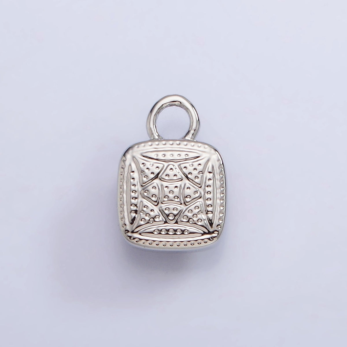 White Gold Filled Square Multifaceted Natural Gemstone Personalized Add-On Silver Charm | AC1530 - AC1542