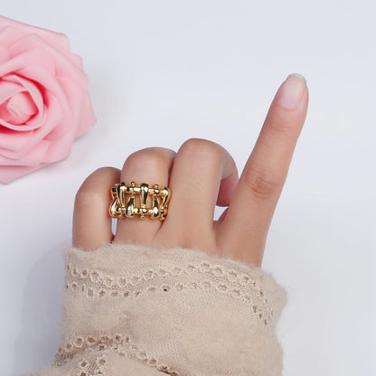 16K Gold Filled Minimalist Gold, Silver Bubble Wide Geometric Rings | O089 O090