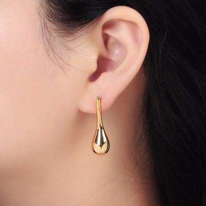 24K Gold Filled 34mm Teardrop Molten Drop Stud Earrings in Gold &amp; Silver | AD590 AD591