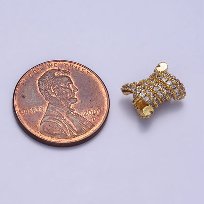 24K Gold Filled Spiral Tube Clear Micro Paved CZ Connector in Gold &amp; Silver | Y-786