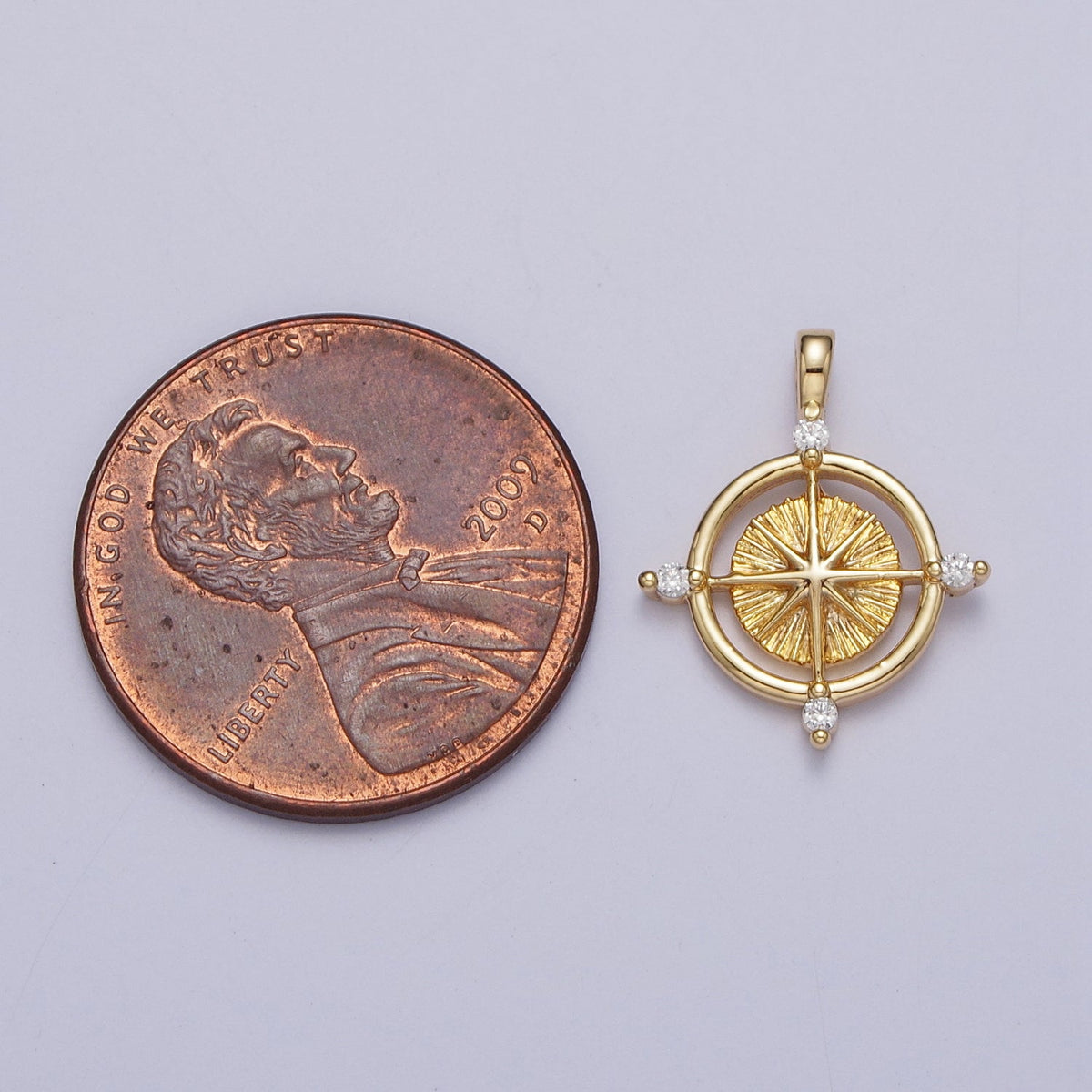 Celestial Northern Star Compass Clear CZ Add-On Charm in Gold &amp; Silver | AC-127