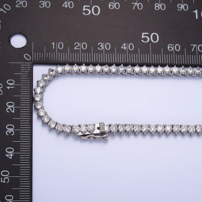 White Gold Filled 4.2mm Clear CZ Three-Prong Tennis Chain 16 Inch Necklace | WA-2662