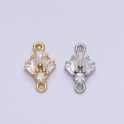 18K Gold Filled Clear CZ Multiple Baguette Round Mini Connector in Gold &amp; Silver | Y841