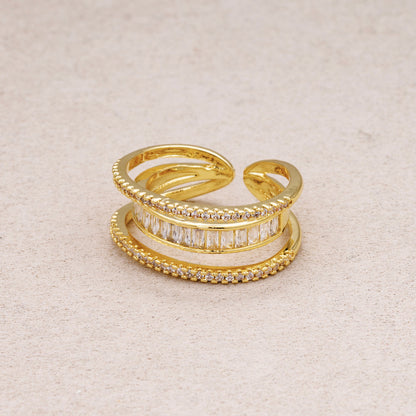 Triple Banded CZ Baguette Micro Pave Adjustable Rings-240 Rings-241