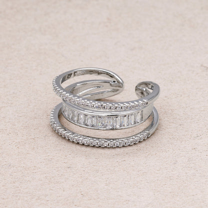 Triple Banded CZ Baguette Micro Pave Adjustable Rings-240 Rings-241