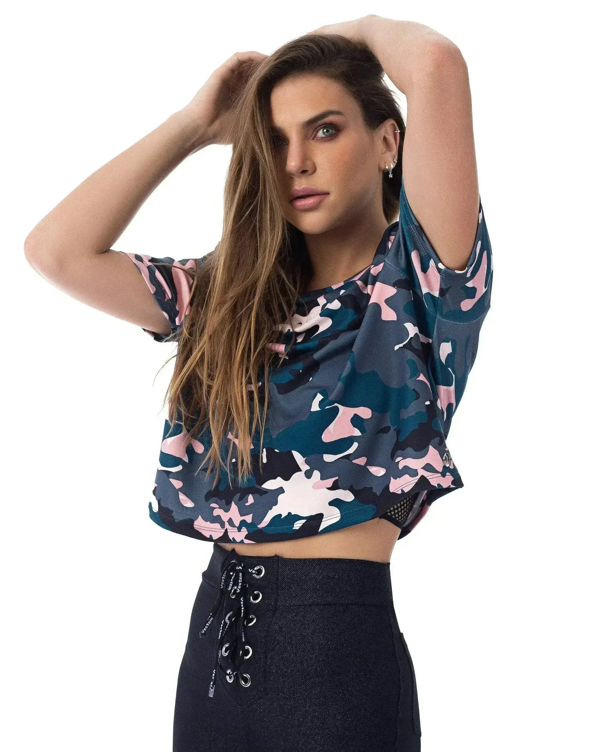 Daisy Camo Short Sleeve Crop Top | Stylish &amp; Comfortable