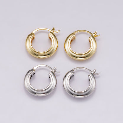 14K Gold Filled 23mm Minimalist Lined Dome Latch Hoop Earrings in Gold &amp; Silver | Earrings-00318 Earrings-00319